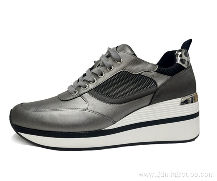 Women'S Leather Mesh Sports Increased Casual Sneakers