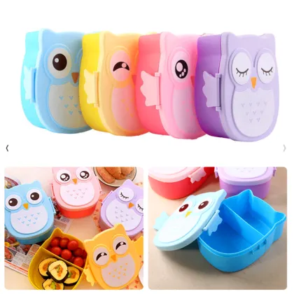 Children Lunch Box , Cute Cartoon Owl Student plastic Lunch Box Container