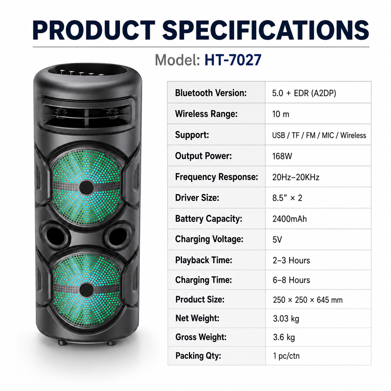 Portable Dual Woofer Party Speaker