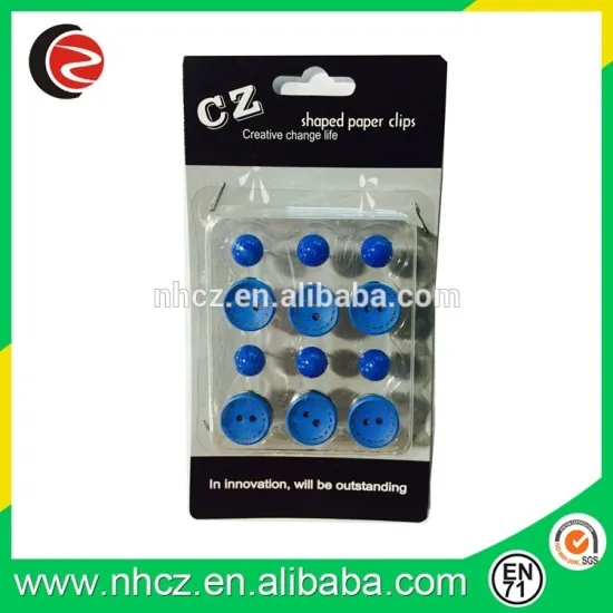 Blue Button Wood Push Pin