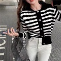 Women Vintage Cropped Cardigan Hollowed-Out