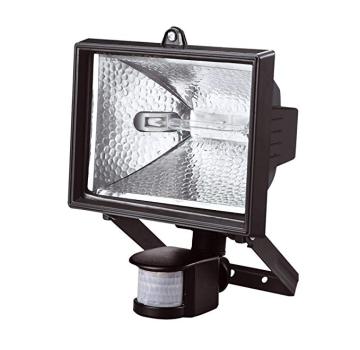 Outdoor Aluminium Floodlight with PIR Motion Sensor: 150W and 500W Black Halogen Security Light