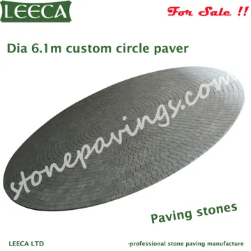 Custom circle flamed grey stone paver patio patterns