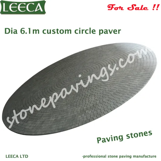 Custom circle flamed grey stone paver patio patterns