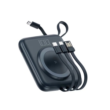 10000mAh 15W Fast Portable Mini Magnetic Power Bank with Phone Bracket and 3 Cables - Q12 Wireless Charger PowerBank