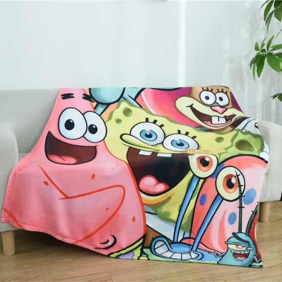 Amazon hot sale soft  cartoon digital print bed throw blanket