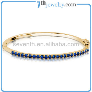 2014 Fashion Jewelry Gold Plated Bracelet 18K with Blue Sapphire CZ Stone