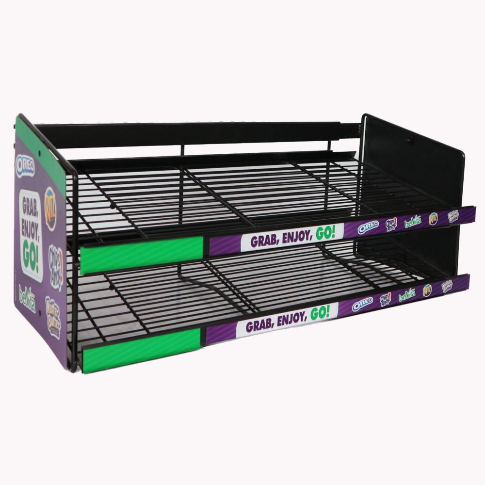 Rack métallique de comptoir pour biscuits dans les supermarchés