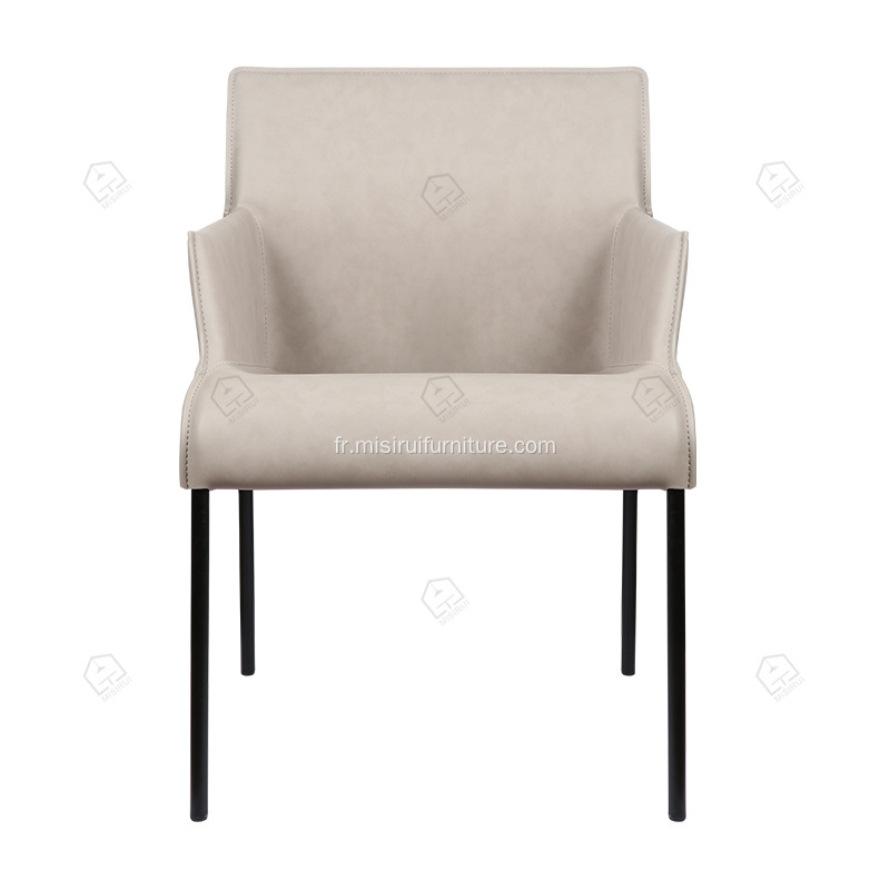 ltalian minimaliste de riz blanc chaises d'accoudoir en cuir de selle blanche