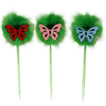 Feather ball pens with butterfly decoration