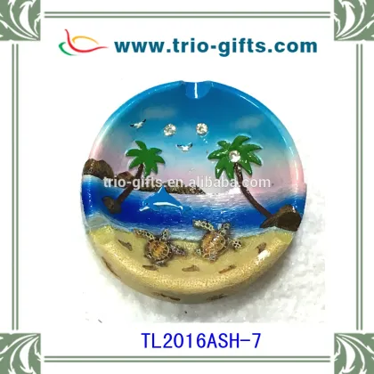 polyresin turtle and dolphin ashtray beach style