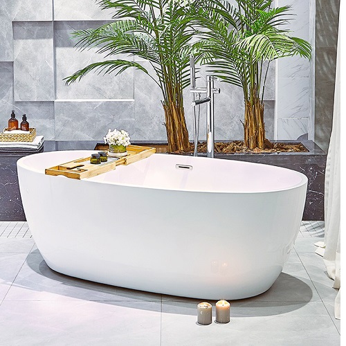 High quality oval shaped solid surface freestand standard bathtub size
