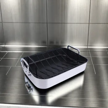 Heavy-Duty Nonstick Metal Rectangular Roasting Pan with Rack for Cake Baking