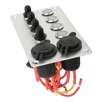 Marine Boat Switch Panel: 4 Gang Rocker & Push Button with Circuit Breakers and Accessories