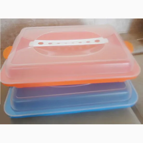 Stocked PP clear rectangle plastic cake box with handle