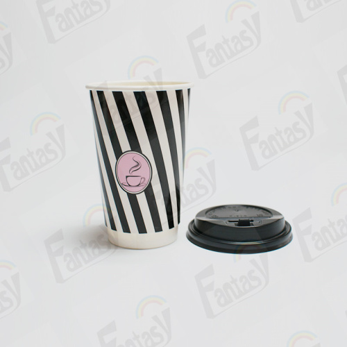 Coffee Paper Cups with Lid 10oz Custom double wall printed logo disposable cups Supplier