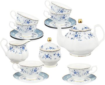 Ceramic Floral Pattern Handmade Porcelain Tea Cup and Saucer Set for Party