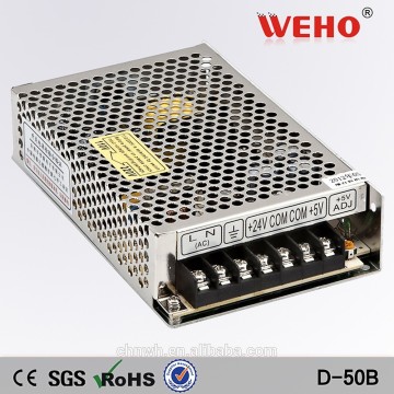 Newest Professional 50W 5v 6a/24v 1a dc dual output power supply CE ROHS