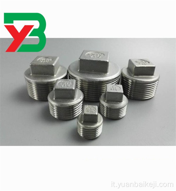 Tappi tubi inossidabile npt thread hesta quadrate testa
