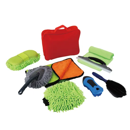 Universal 9-Piece Car Cleaning Tools Kit with Stand and Portable Nylon PVC Bag for Vehicle Washer