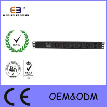 6 Ways IEC Power Strip with Surge Protective Device