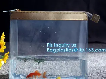 cosmetic clear messenger bag bikini bag, slider closure transparent PVC packing bag, slider zipper bag for travel accessories