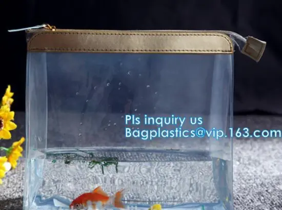 cosmetic clear messenger bag bikini bag, slider closure transparent PVC packing bag, slider zipper bag for travel accessories