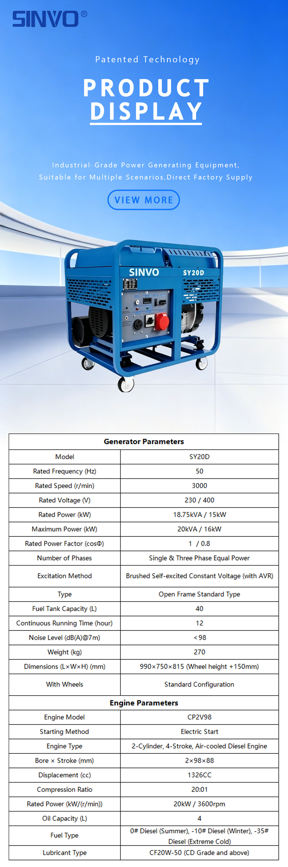 33.SY20D Open Frame Mobile Diesel Generator 