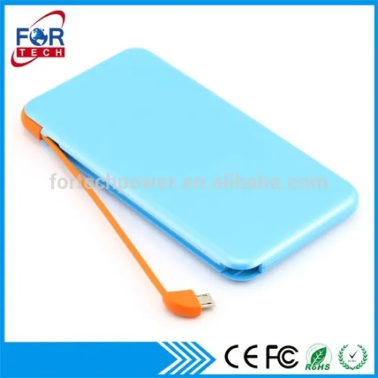 Stylish Newest Super Slim Pocket Power Bank with Built in Micro USB Port 2000mah for iphone 7,HTC,TCL,Samsung,Nokia