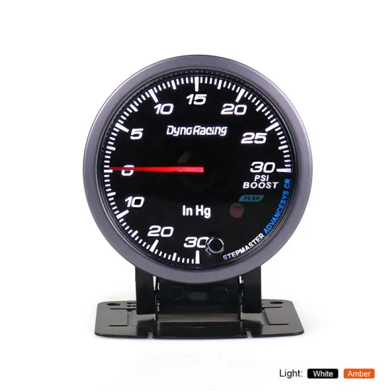 60mm Black Face LED Boost Gauge with Peak Function for Turbocharged Cars, Showing 30~30 PSI