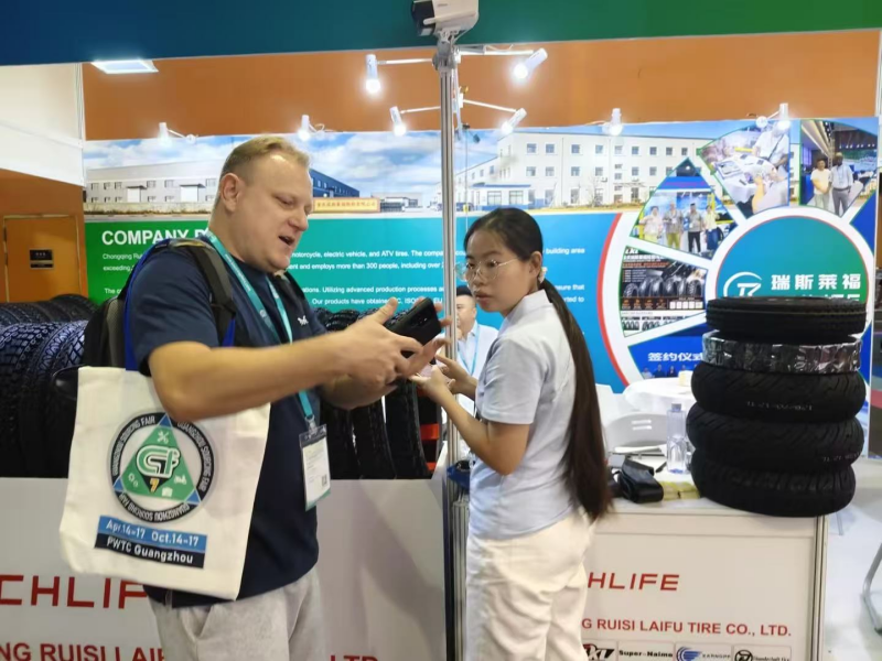 closely examine tire samples featuring various tread patterns