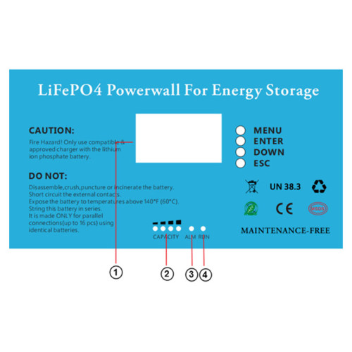 Pacote de bateria de lítio de 48v montado na parede para energia solar