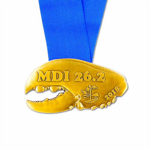 Personalized golden metal crab medal