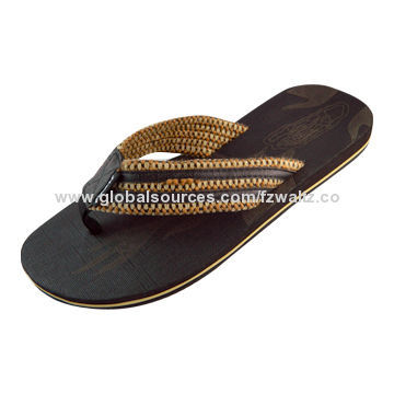 Fashionable Men's Casual Slipper with Woven Upper/EVA Sole, OEM and ODM Orders are Welcome
