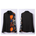 Black Ladies Casual Print Long Sleeve Shirt