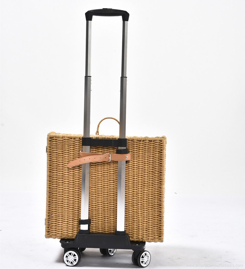 Artificial Rattan Wicker Travel Breathable Capsule Pet Carrier Bag Trolley Suitcase Portable Cat Dog Universal Case