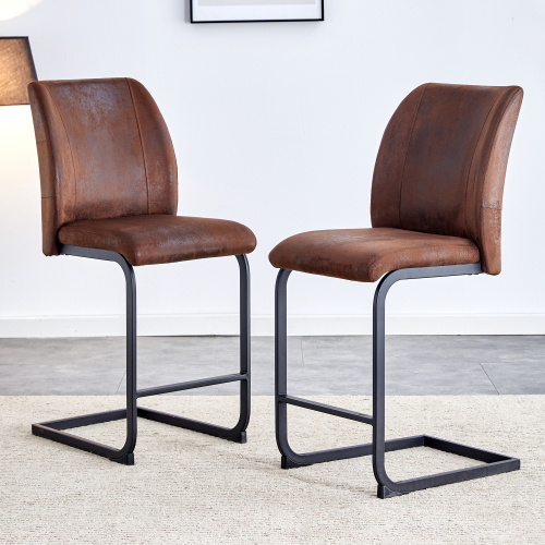 A set of two brown chairs