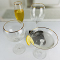 Crystal Gold Rimmed Champagne Flutes Coupe Glass Set