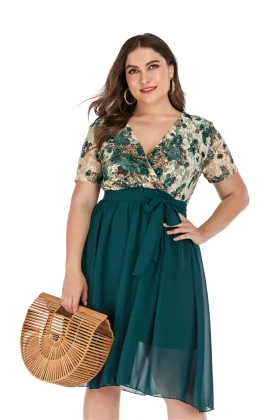 Women Clothing Printing Knee-Length Fashion Dress Women