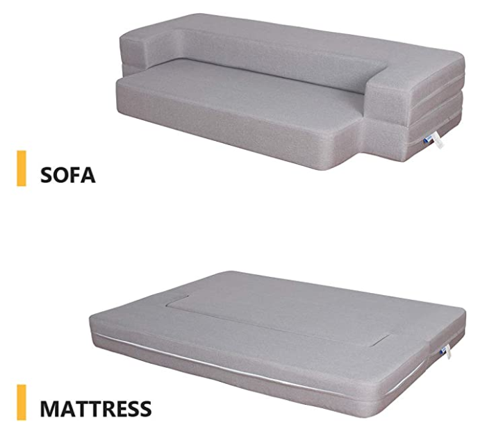 Folding Sofa Light Gray Queen 