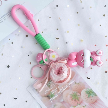 2020 Factory Supply Real Preserved Rose Key Chain - Birthday & Valentine's Day Gift Idea