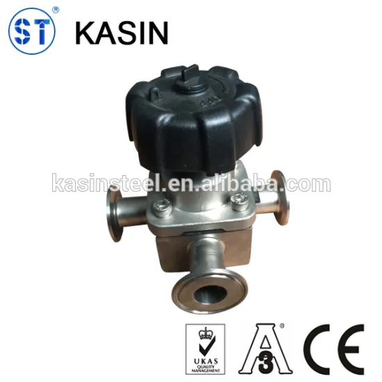 Stainless steel sanitary 3 way diaphragm valve SS316L