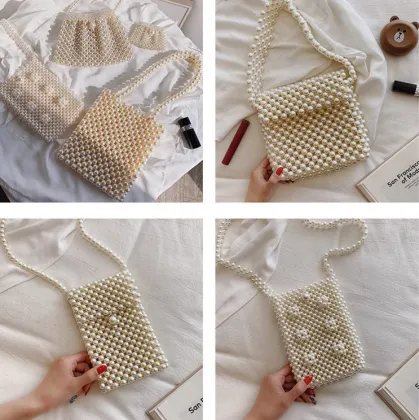 Handmade Pearl Jewelry & Boutique Pouch for Party Handbag