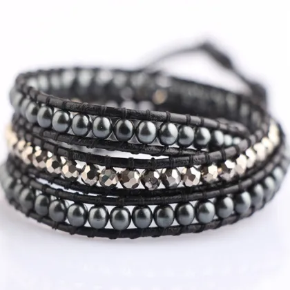 Xmas gift nice accessories 4mm round shape yellow jade gemstone bead wrap bracelet for women