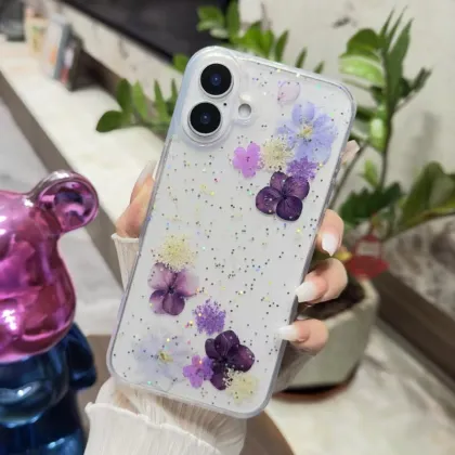 Iphone 16 Plus Purple Eternal Flower Dried Flower Real Flower Phone Case