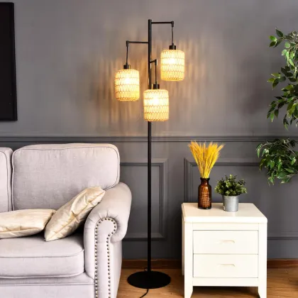 Industrial Black Farmhouse Standing Floor Lamp