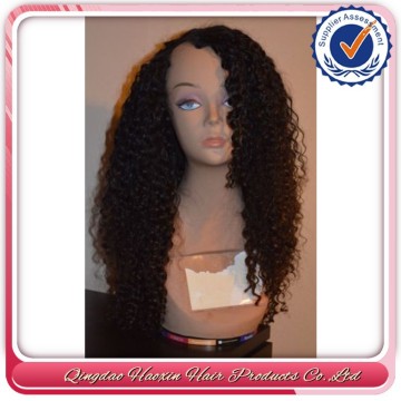 Hot sale stock curly Brazilian human hair u part wig
