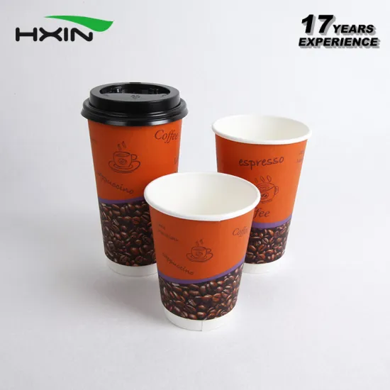 16OZ Disposable Double Wall Printed Coffee Paper Cups Custom Printed Paper Cups
