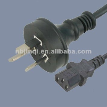 3 Pin Flat Australia Power Plug with IEC320 C13 connector