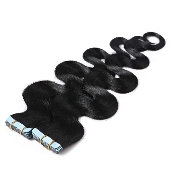 wholesale bouncy texture Velvet Cuticle Remy Hair Italian double tape 12"-30" Body wave tape weft hair Tape-in Hair extension